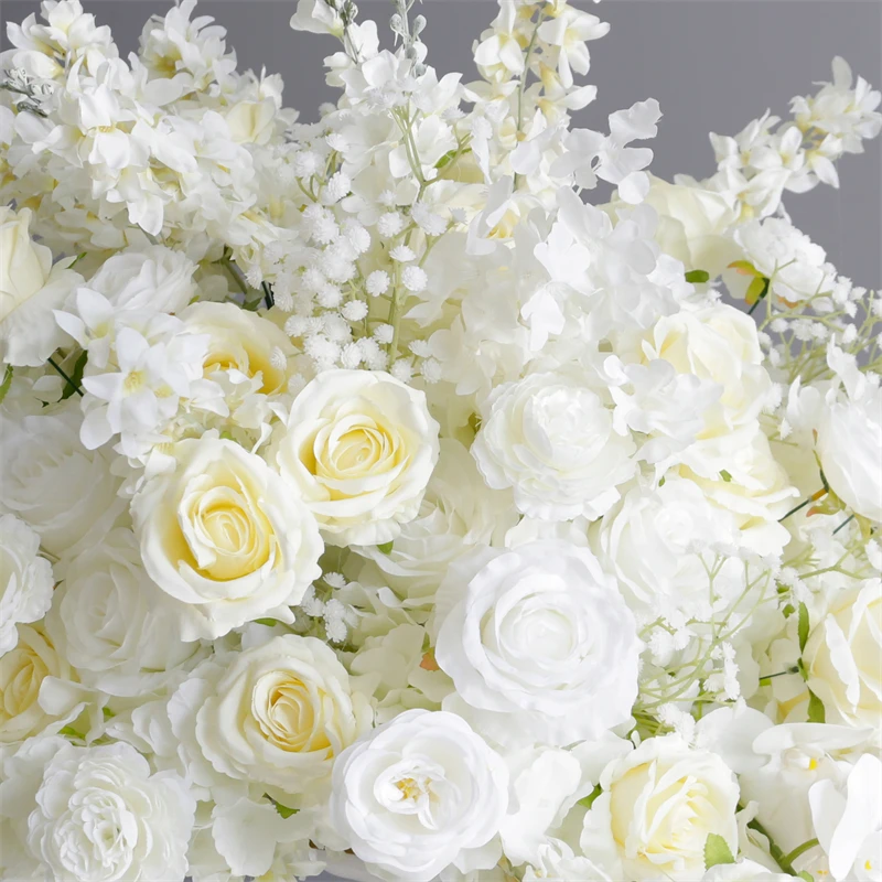 WG230028 Luckygoods custom made white rose silk table centerpiece flower display wedding table decoration flower with stand