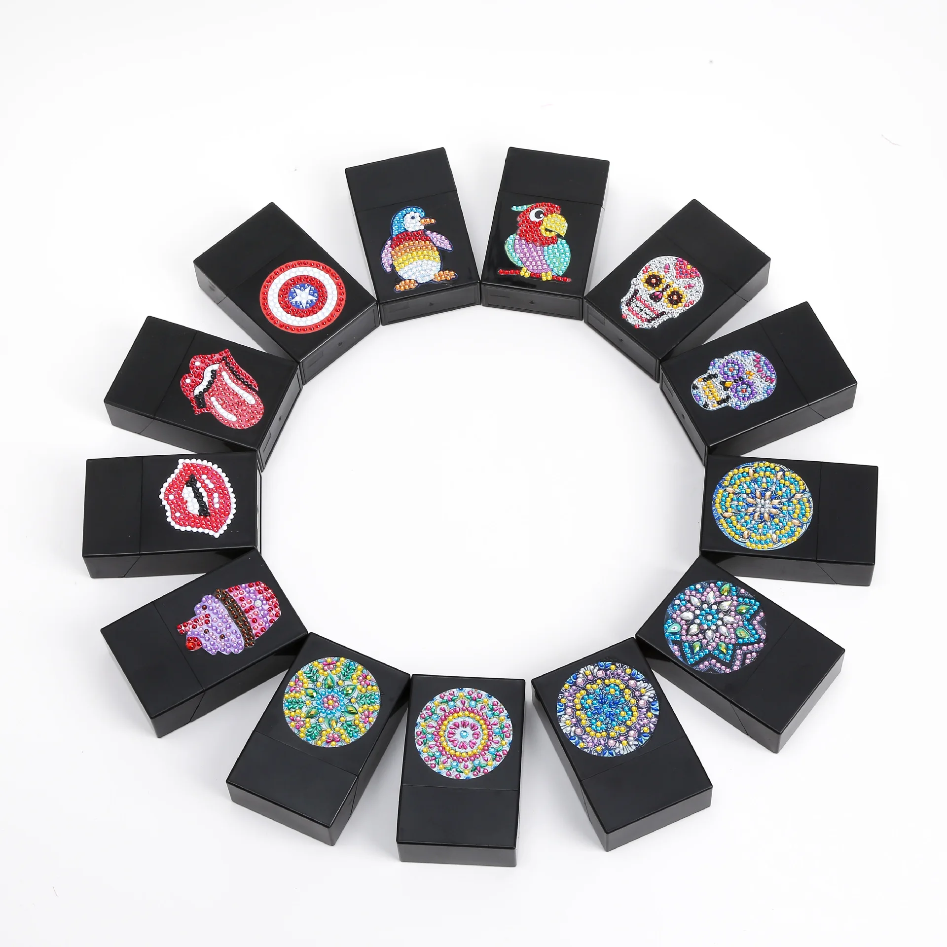 DIY handmade diamond painting creative personality skull plastic hard cigarette case waterproof anti-pressure storage box