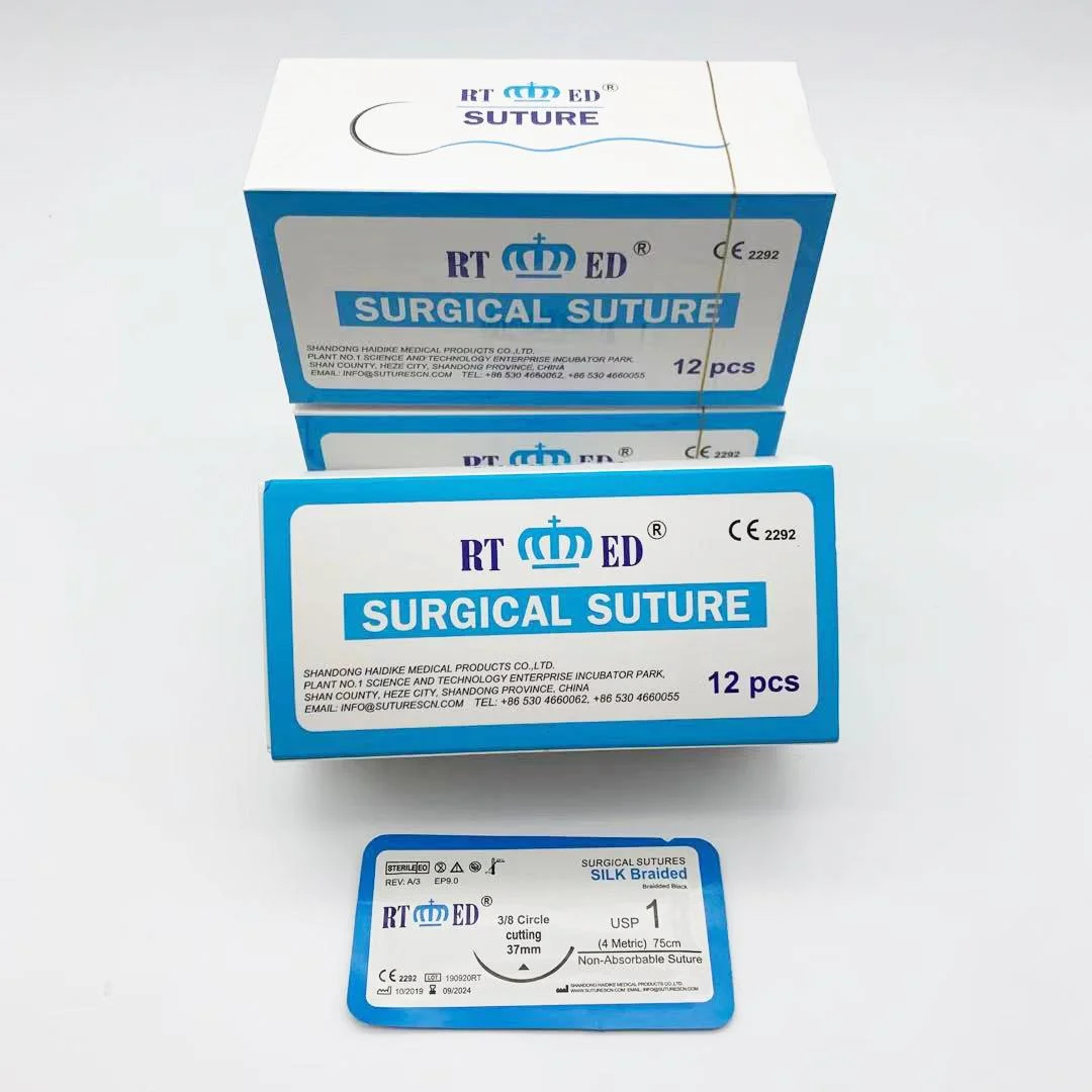 Non-absorbable sutures Silk Braided Black for oral surgery, ophthalmic surgery and skin closure