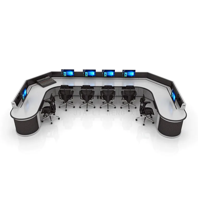 Command center table for monitoring equipment news studio desk control room consoles