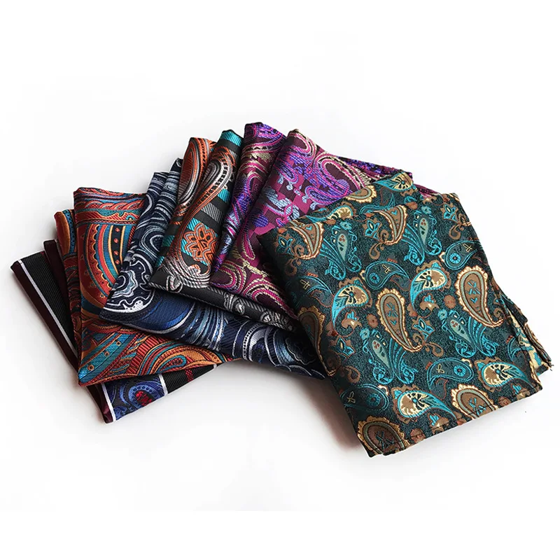 2024 Fashion Paisley Pattern Handkerchief Square Polyester Mens Designer pocket square for men