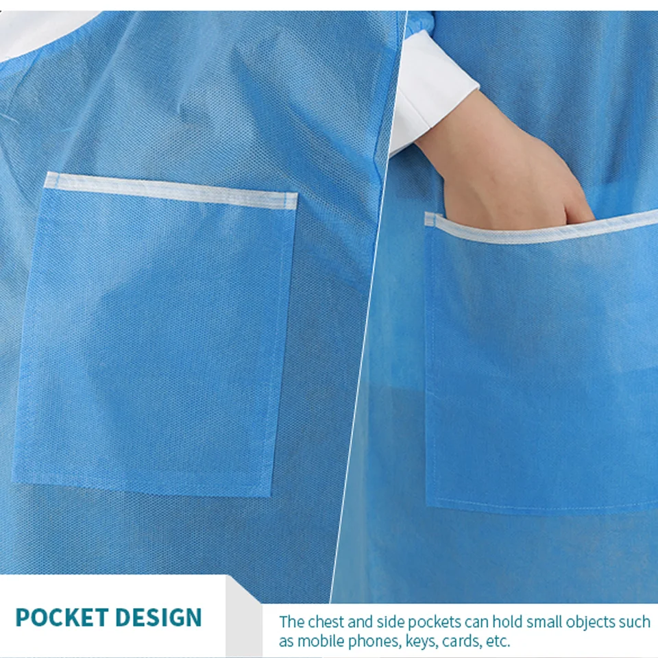 Cheap wholesale white coat disposable non-woven SMMS pp material white/blue lab coat