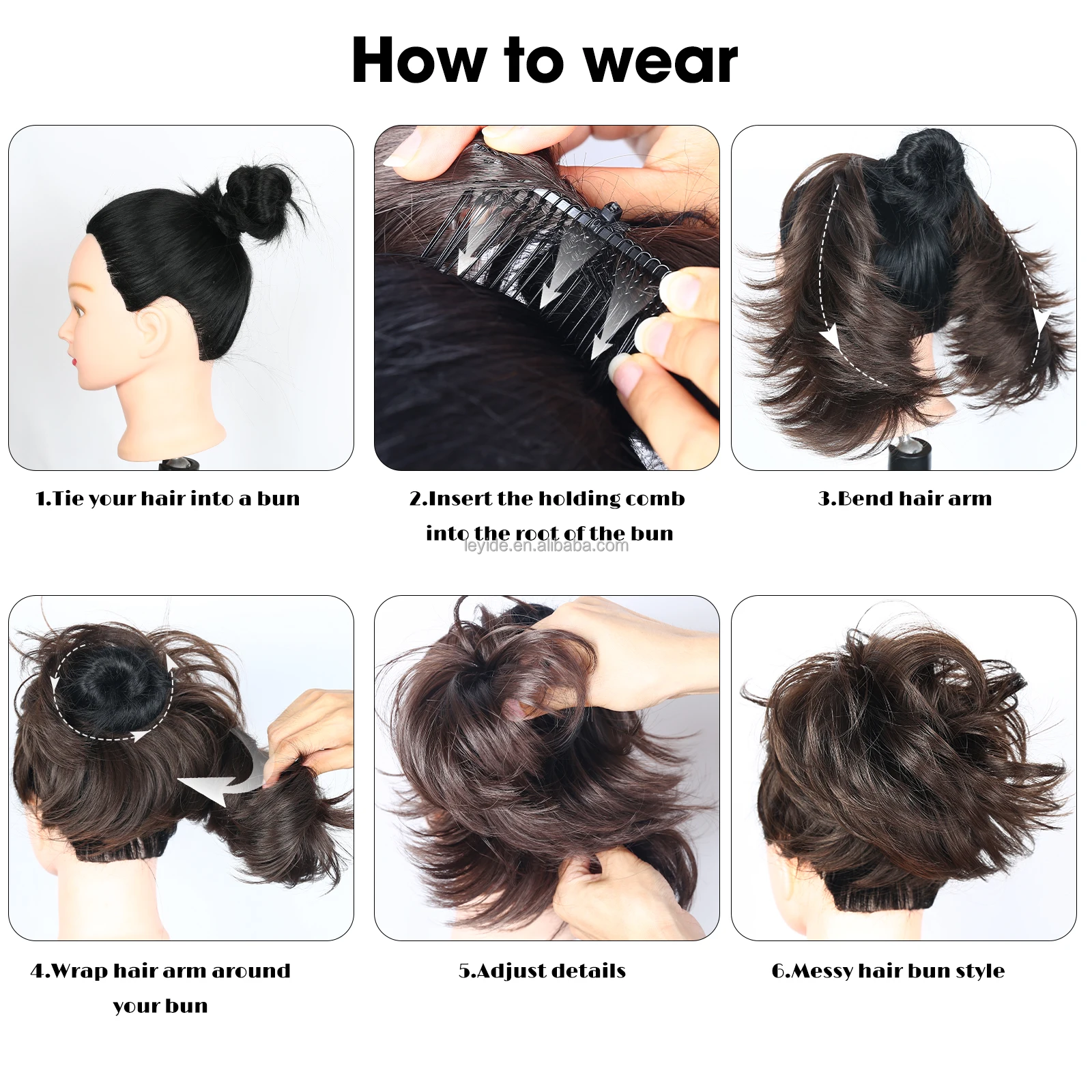 Hot Selling 13 Colors Adjustable Versatile Messy Bun Hair Piece Side Comb Clip in Hair Bun Tousled Updo Hairpiece for Women Bun