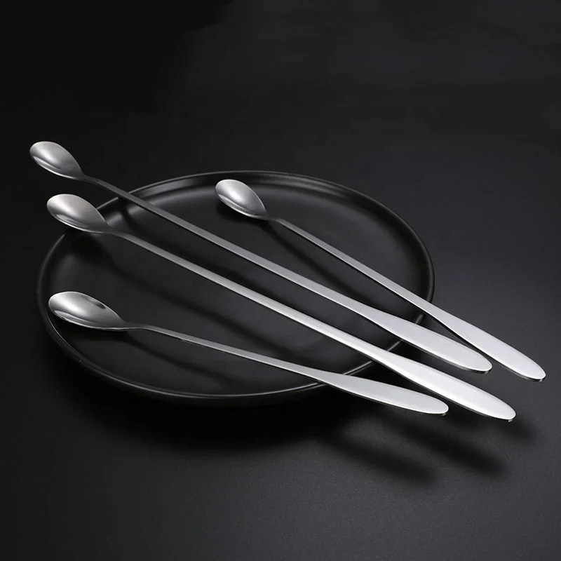 cheap stainless steel long handle dessert spoon for ice cream coffee tea