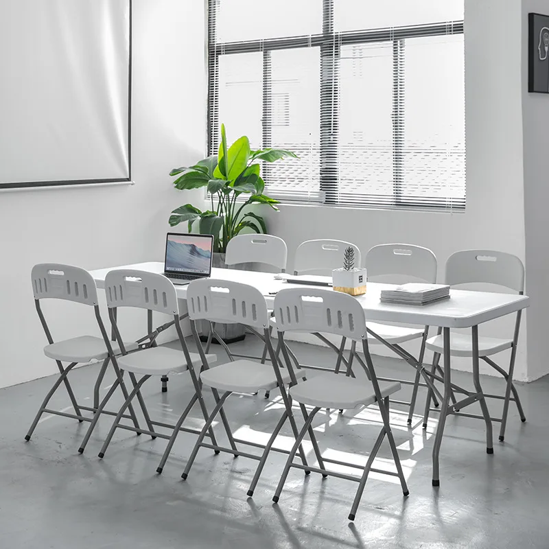 Wholesale White Portable Outdoor Foldable Chair Table 6ft 8ft Plastic Dinning Bbq Picnic Camping Folding Table For Events