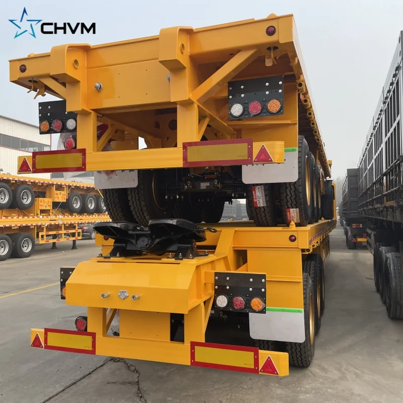 Factory Directly Container Flatbed Truck Semi Trailer 40ft 20ft 48ft 2 3 4 Axles 20 40 ft Feet For Sale With Twist lock