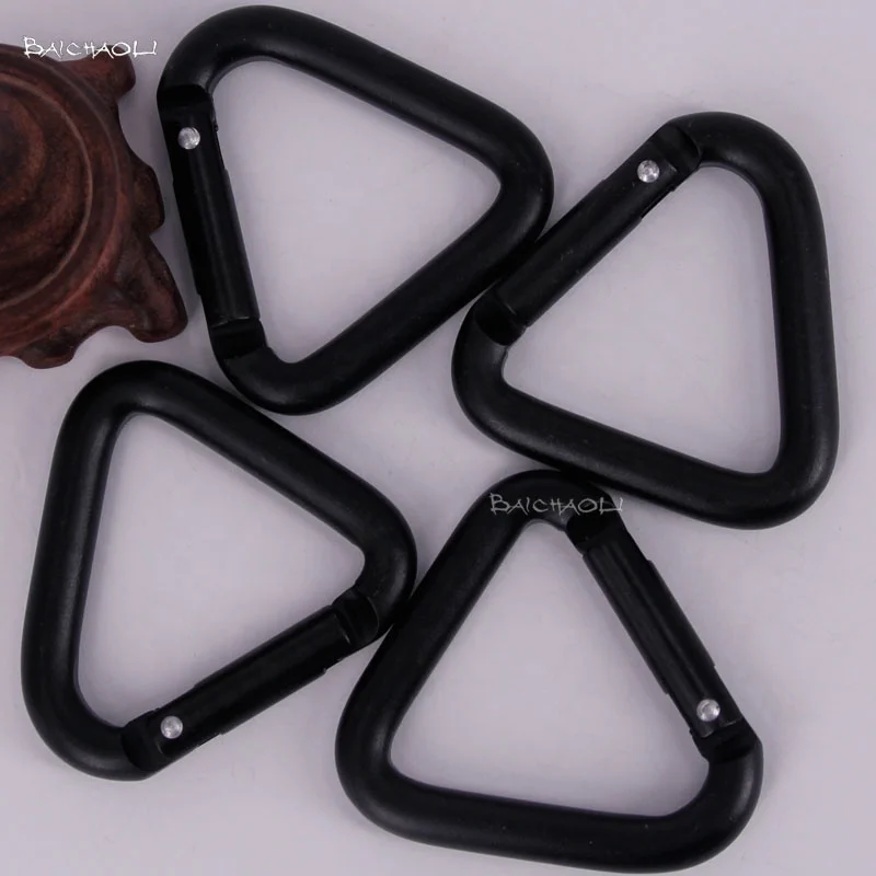 Aluminum alloy black triangle spring carabiner hooks