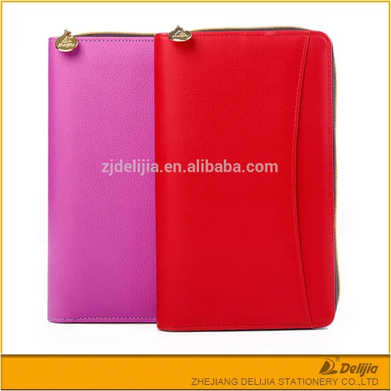 Office business cheap zipper lock organizer agenda with calculator