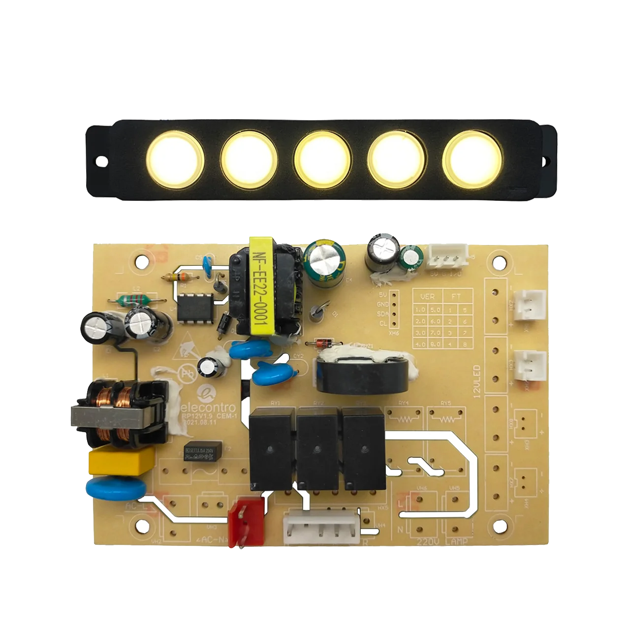 5 Touch switch control board LED white light display effect kitchen range hood controller hood PCB board