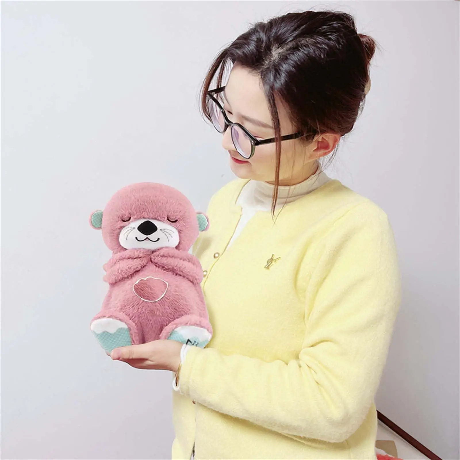 Breathing Stuffed Animals Breathing Otter Sleep Buddy Sound Machine Portable Soothe and Snuggle Otter With 10 songs