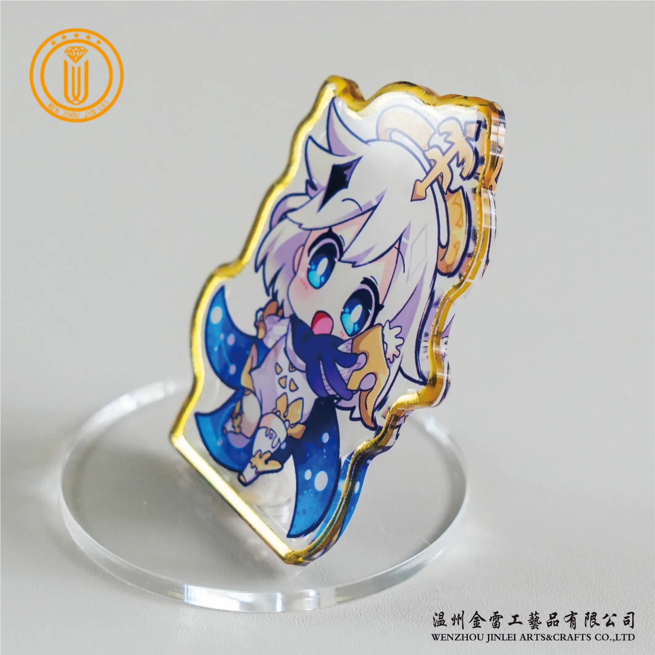 Jinlei custom anime character popular rainbow laser glitter charms hologram epoxy plastic acrylic keychains