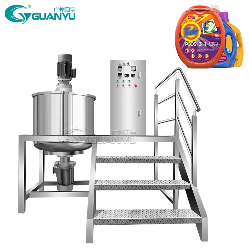Chemical Sanitizer Shampoo Mixing Tank Double Jacketed Electric Heating Liquid Soap Detergent Making Machine with Agitator