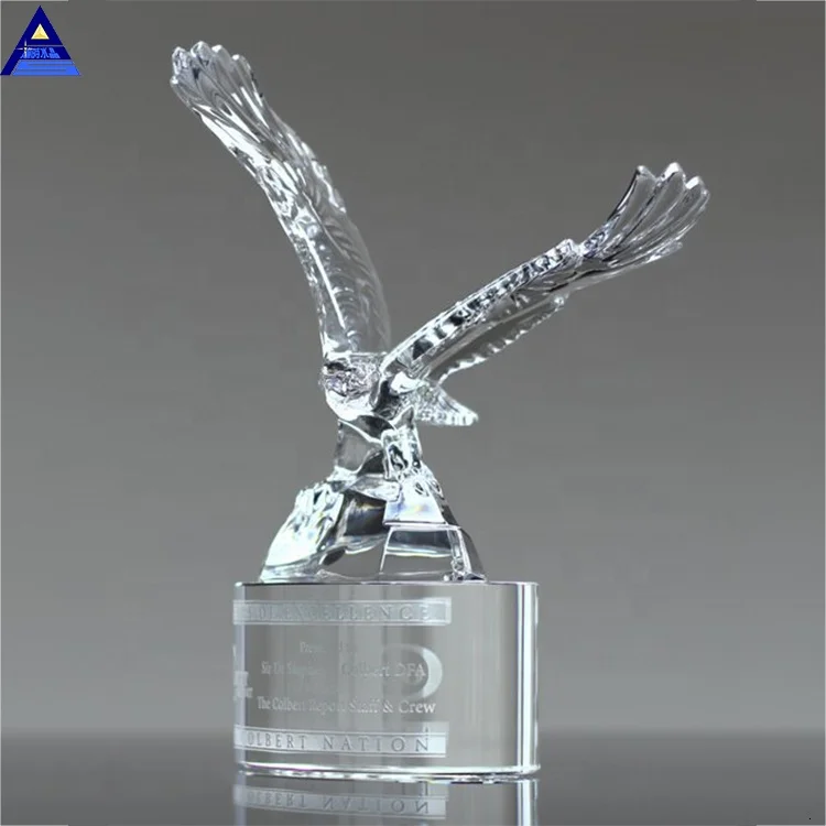 Personalized Name Engraving Logo American Crystal Flying Eagle Award Trophy Corporate Trophy Gifts Set