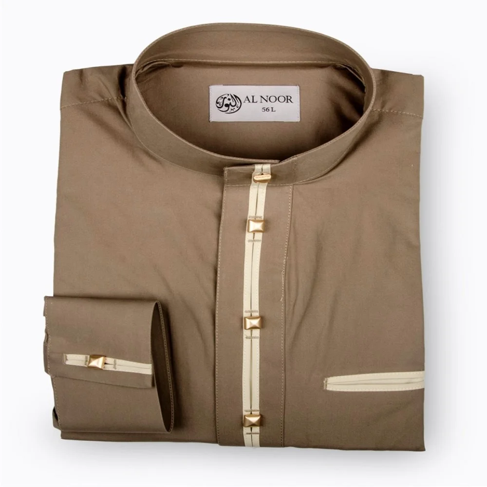 Latest Design Cufflinks Thoub Alnoor Elegant Arabic Robe Casual Long Sleeve Muslim Eid Thobe Islamic Clothing For Youth and Man