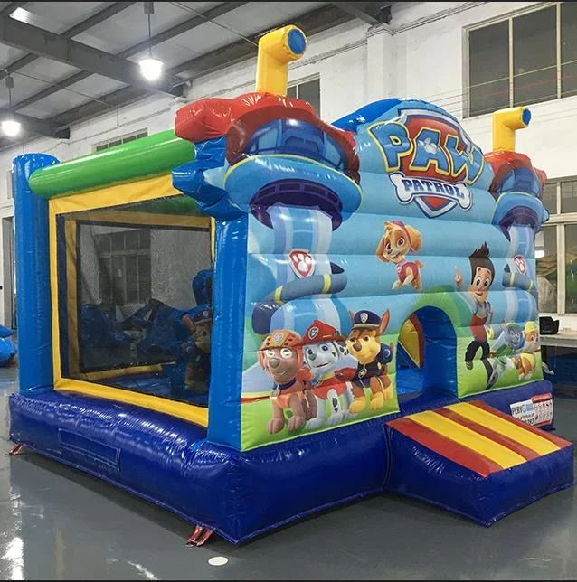 Inflatable P aw bouncy castle with  slide bouncer house