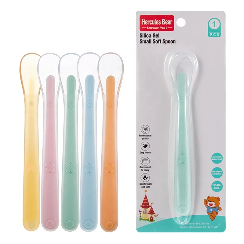 Wholesale customization BPA free silicone Baby spoon Soft Training spoons and tableware
