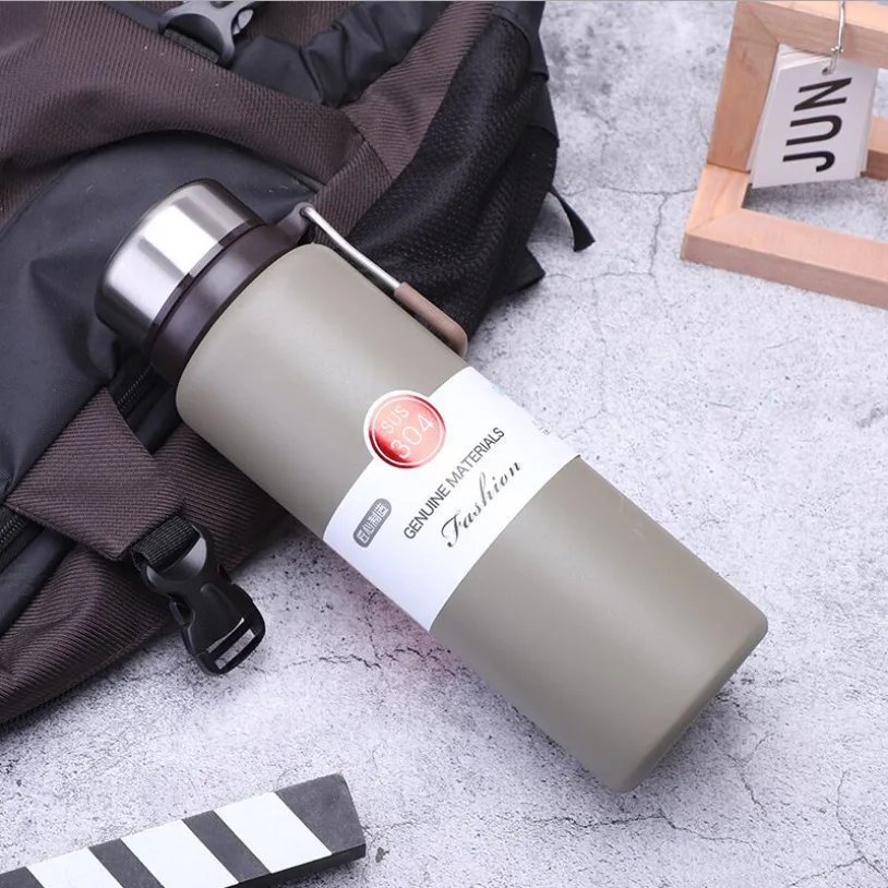 Large capacity vacuum mug portable fashion thermos bottle handle outdoor car sports kettle business style annual meeting gifts