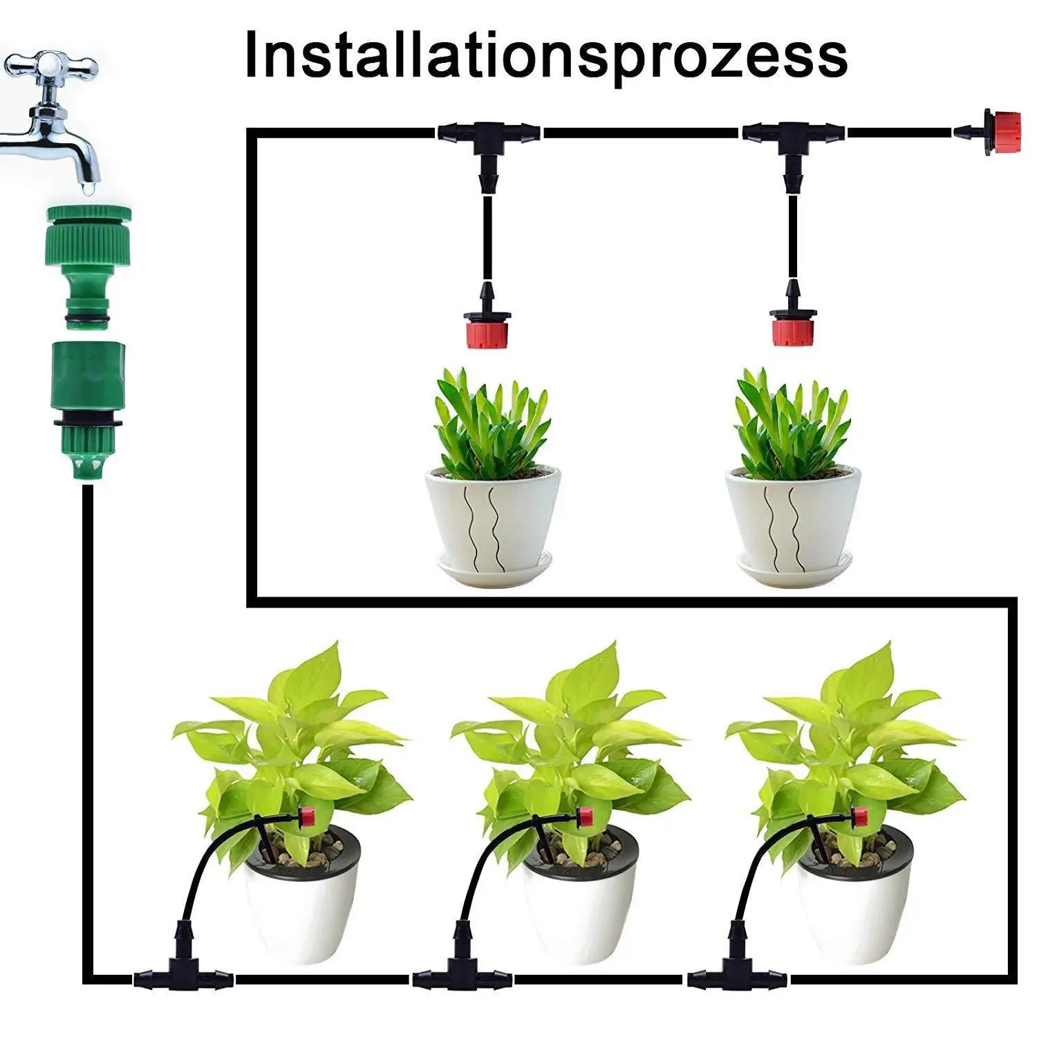 25m Hose Garden Farm Lawn Drip Irrigation System Watering Kit Spray automatic timely pouring flower