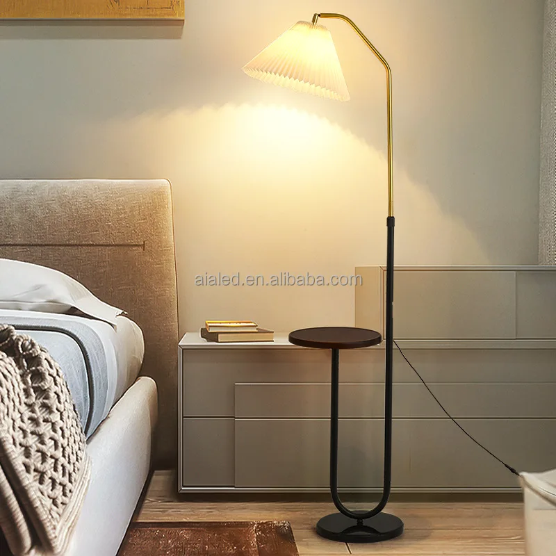 Floor light sofa living room bedroom bedside creative floor light Nordic vertical standing lamp with shelf coffee table
