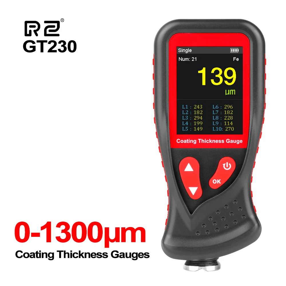 Thickness Gauges Paint Coating Thickness Gauge Car Film Digital Thickness Gauge Tester 0-1300um Rechargeable
