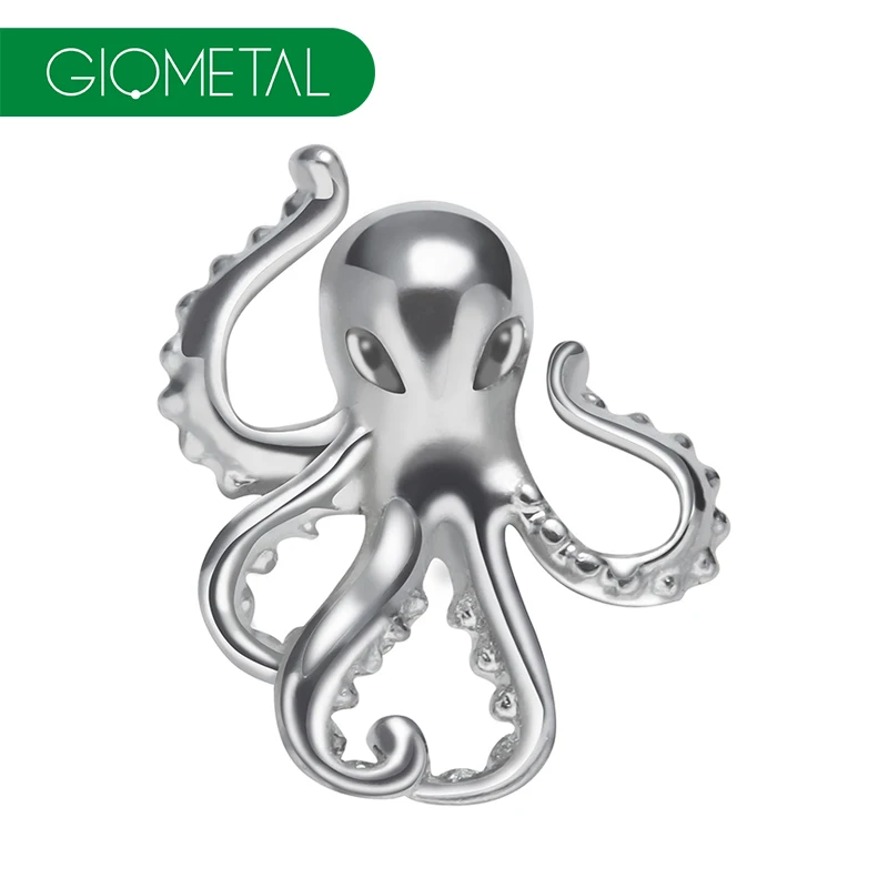 Giometal зеркало высокого лака G23 титановый Осьминог без резьбовых наконечников бижутерия для тела F136 серьги пирсинга спираль раковина Daith
