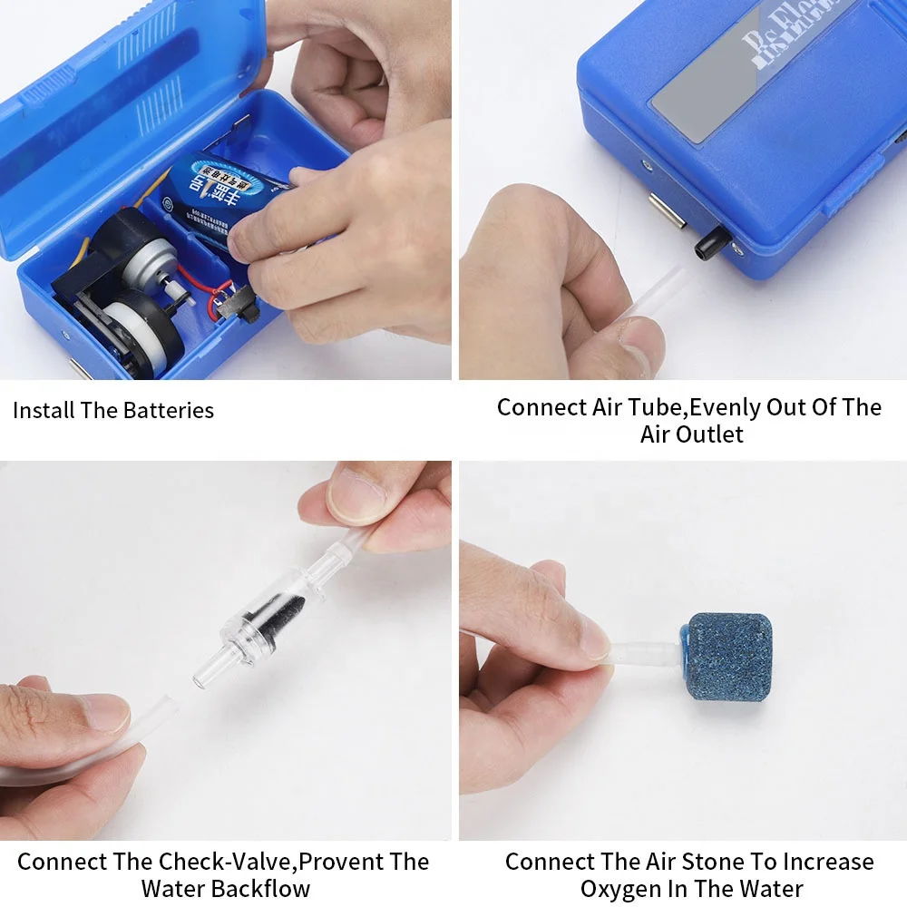 RS 960/980/101/212/312 Portable oxygen pump for fish farming and fishing silent dry battery oxygen supply pump