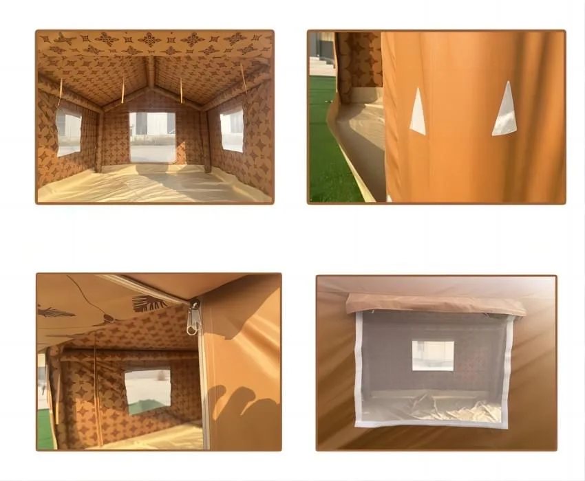 Middle East bestseller 6 Sqm 420d Oxford 2 rooms Camping Glamping Air Inflatable Tent 12 Person camping inflatable tent