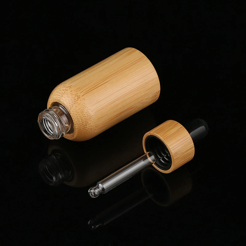 5ml 10ml 15ml 30ml 50ml 100ml Bamboo Cap Oil Dropped Glass Inner Bottle Bamboo Essential Oil Bottle with Dropper