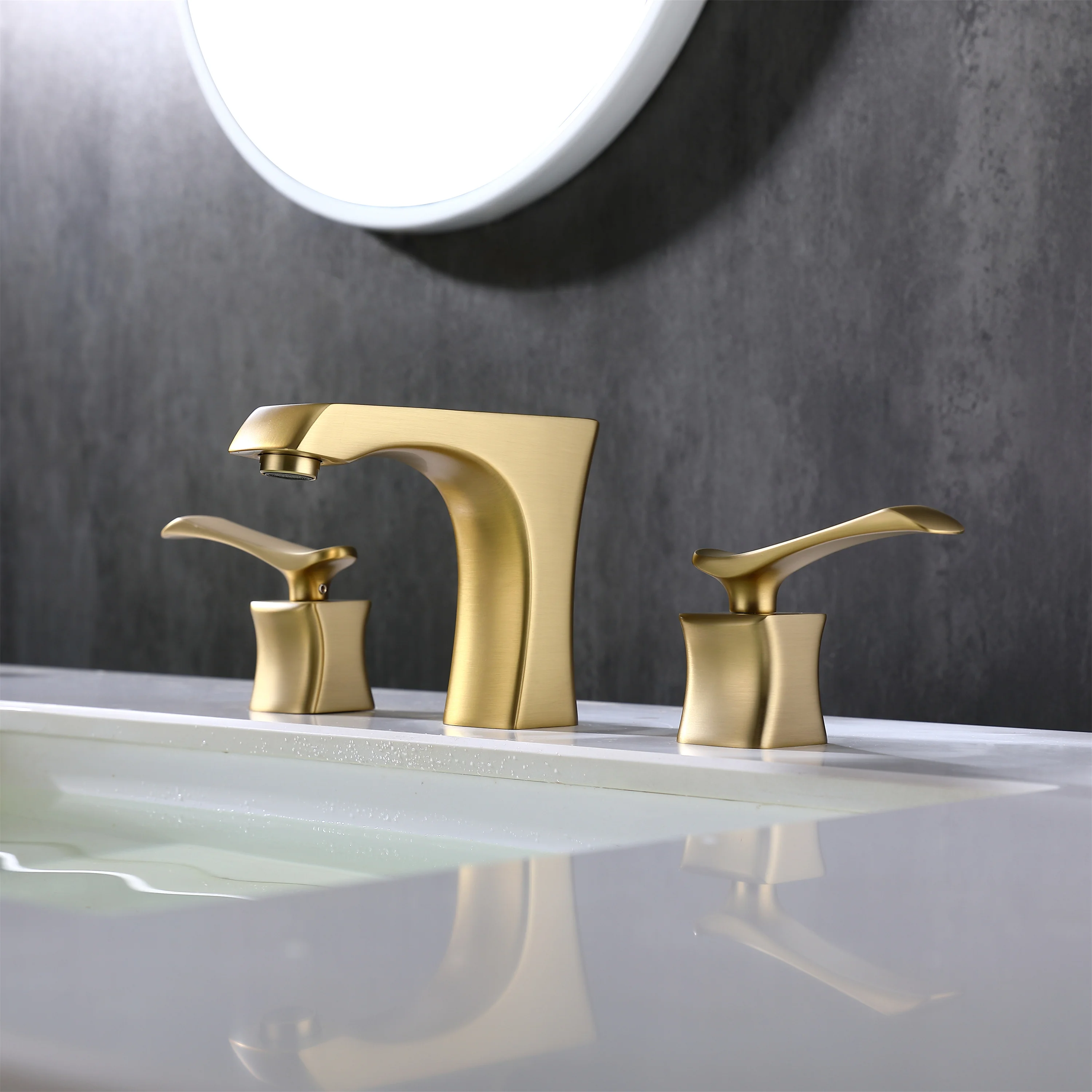 Bathroom basin faucet deck mounted double handle faucet Basin Mixer Hot Cold shower room sink Faucet 3 hole Tub Tap