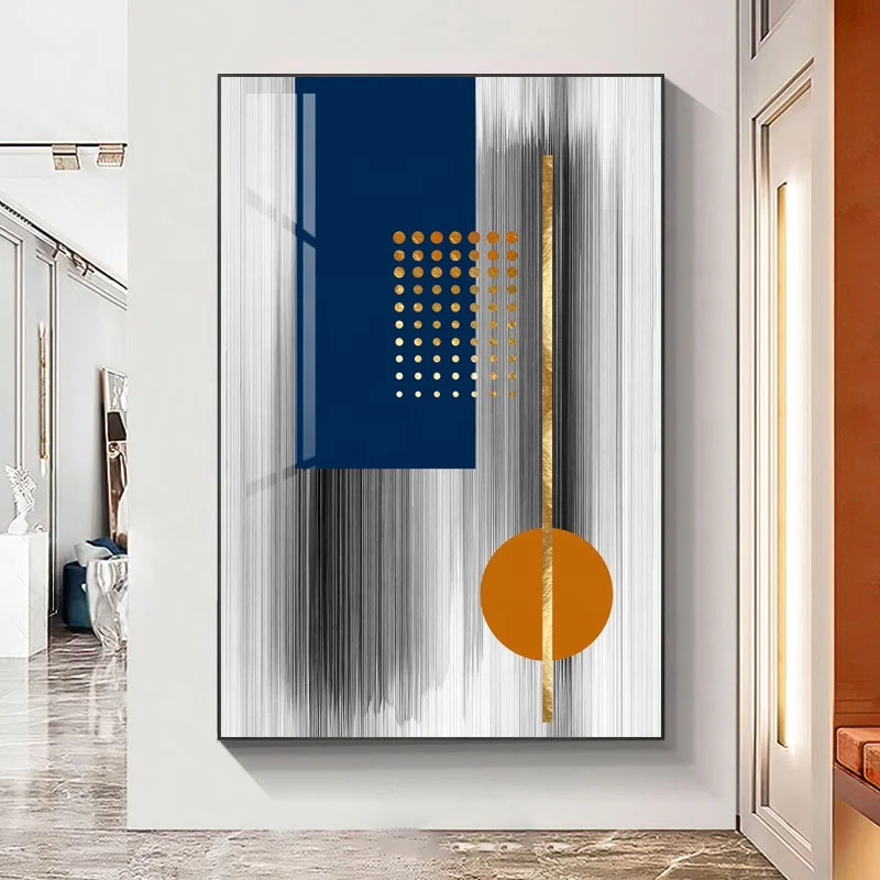 Porch decorative painting Luxury crystal porcelain painting abstract line wall art