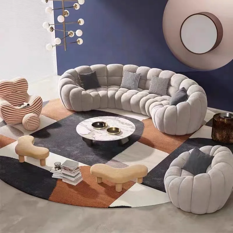 Best quality luxury Italian new design armless velvet corduroy white curve 12 seater sitting room furniture sofa