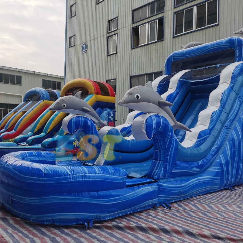 Factory Custom Kid Party Game Hot Sale Inflatable Water Slides Backyard Inflatables Slide With Pool