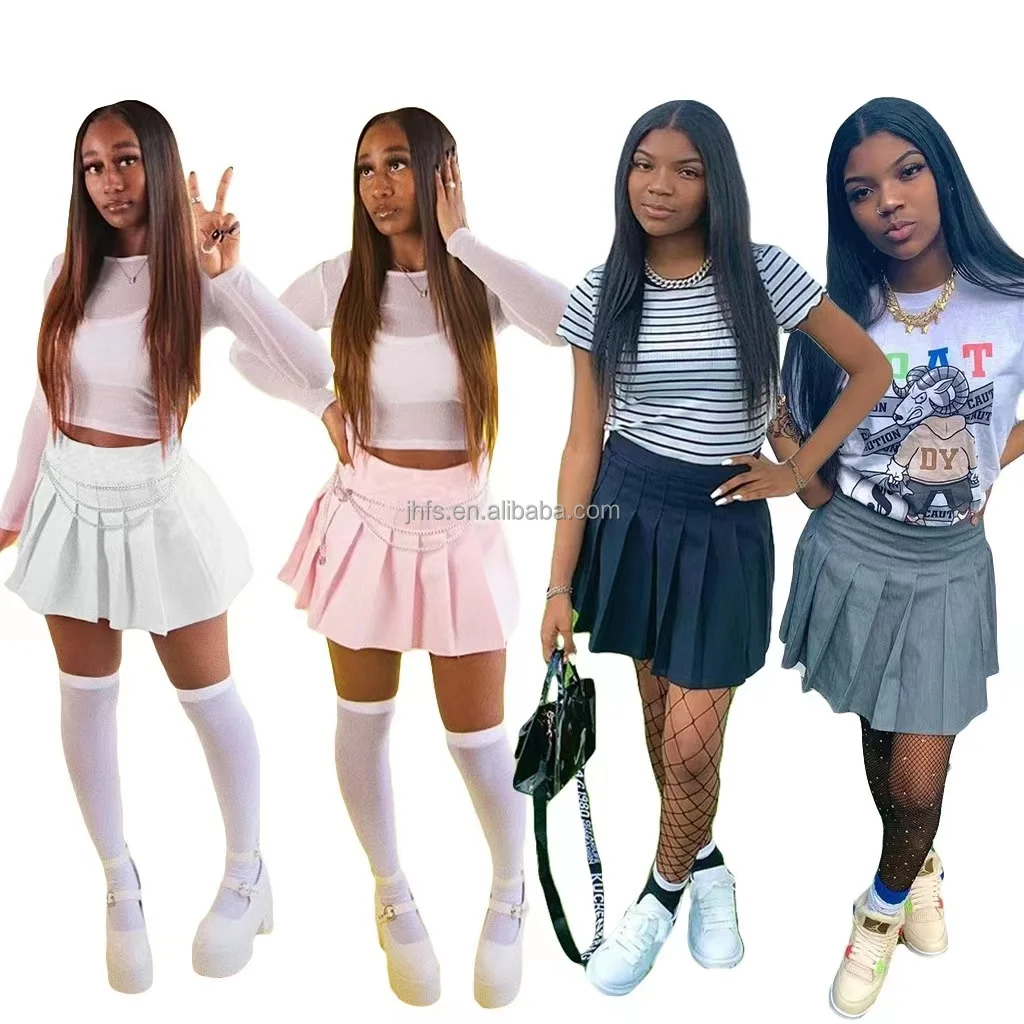 J&H 2022 hot sale pleat skirt high waist women tennis skirts school girls fashion summer wear