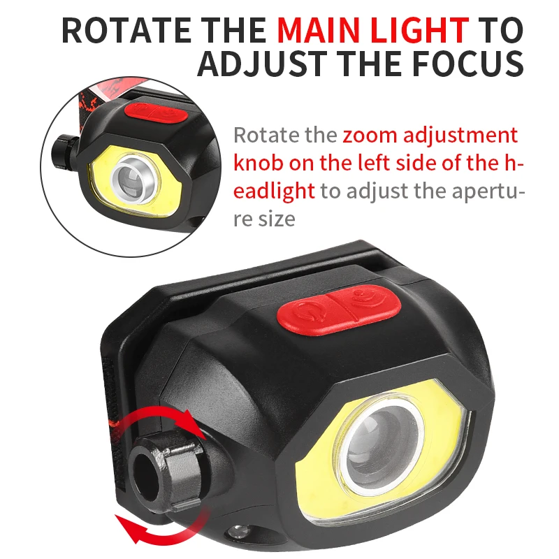 Powerful LED Headlight Sensor Head Light USB Rechargeable Headlamp Head Torch