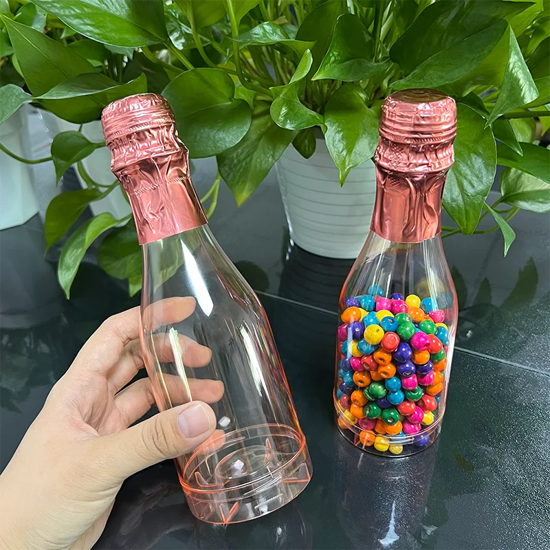 Wholesale High Quality PS PET Empty Clear Plastic Champagne Bottle for Candy