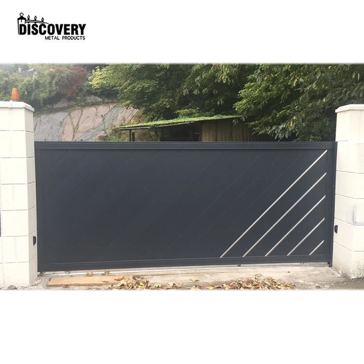 Garden Security System Black Color Driveway Sliding Gate Customized Drive Way Easy Maintenance Aluminum Main Sliding Gate