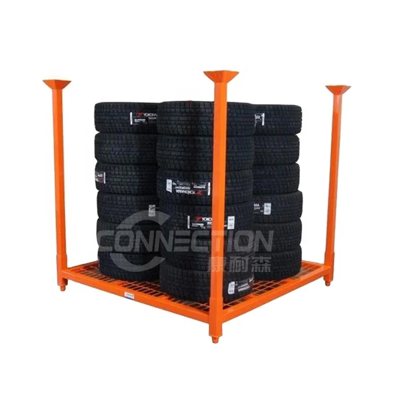 Съемный Штабелируемый поддон стойка для автомобильных шин склада стальная хранения поддонов