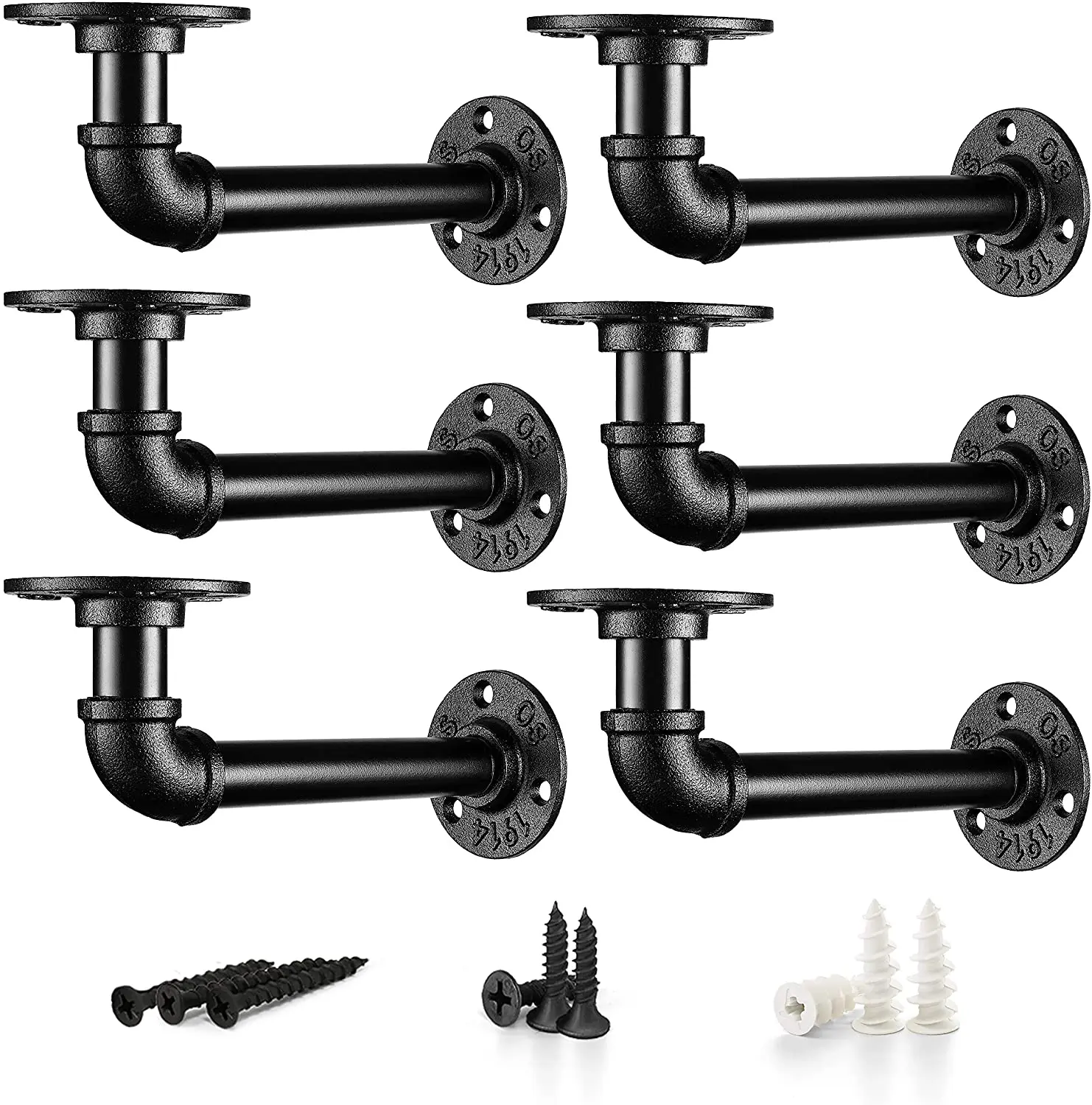 Pipe Brackets Heavy Duty Support Decor Rustic Metal Steel Floating Wall Mounting Cast Iron Industrial DIY Shelf Bracket Pipe
