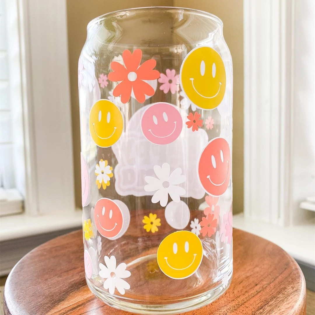 12oz 16oz 25oz heat press machine DIY blanks sublimation clear pint beer can glass tumbler with bamboo lid and straw