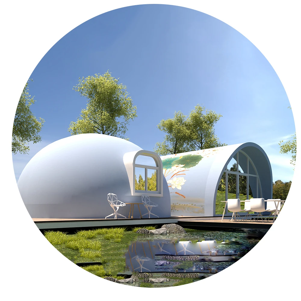 Round the home stay facility spherical  Type dome house stay facility Thermal insulation building
