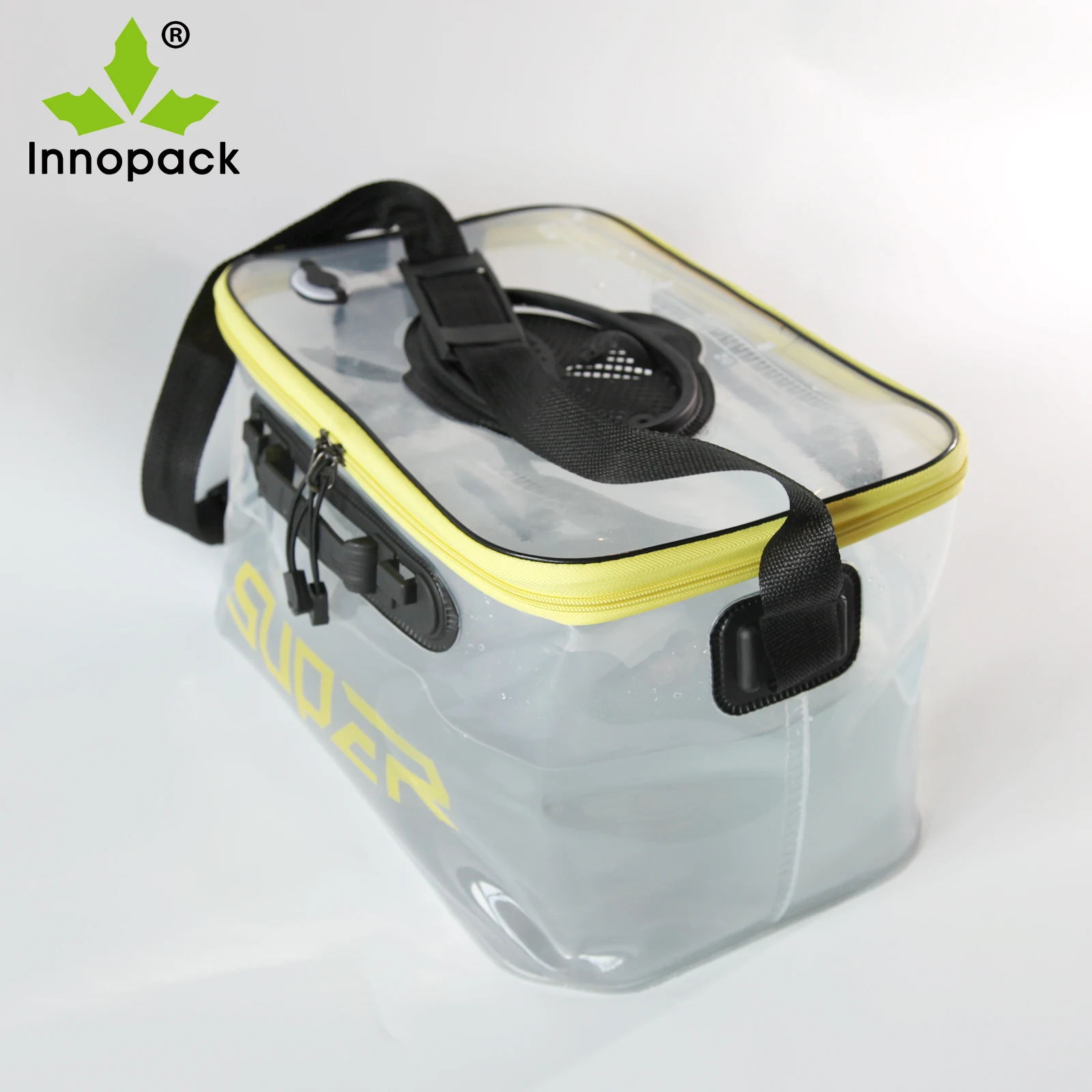 with Mini Oxygen Pump Portable Folding Collapsible Bucket Fish Live Container Box with Breathable Mesh Space Fishing Bucket