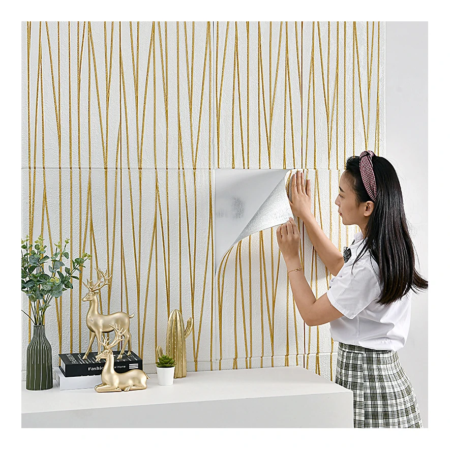 70*70cm*5mm 3d XPE Foam Waterproof Self Adhesive Foam Wallpaper For Wall