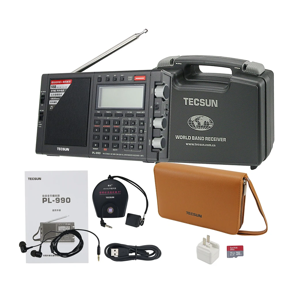 Оптовая продажа цена Tecsun PL-990 портативный FM AM коротковолновое все Wi-боковая полоса (SSB) домашнее цифровое радио с 16GB TF карты приемник