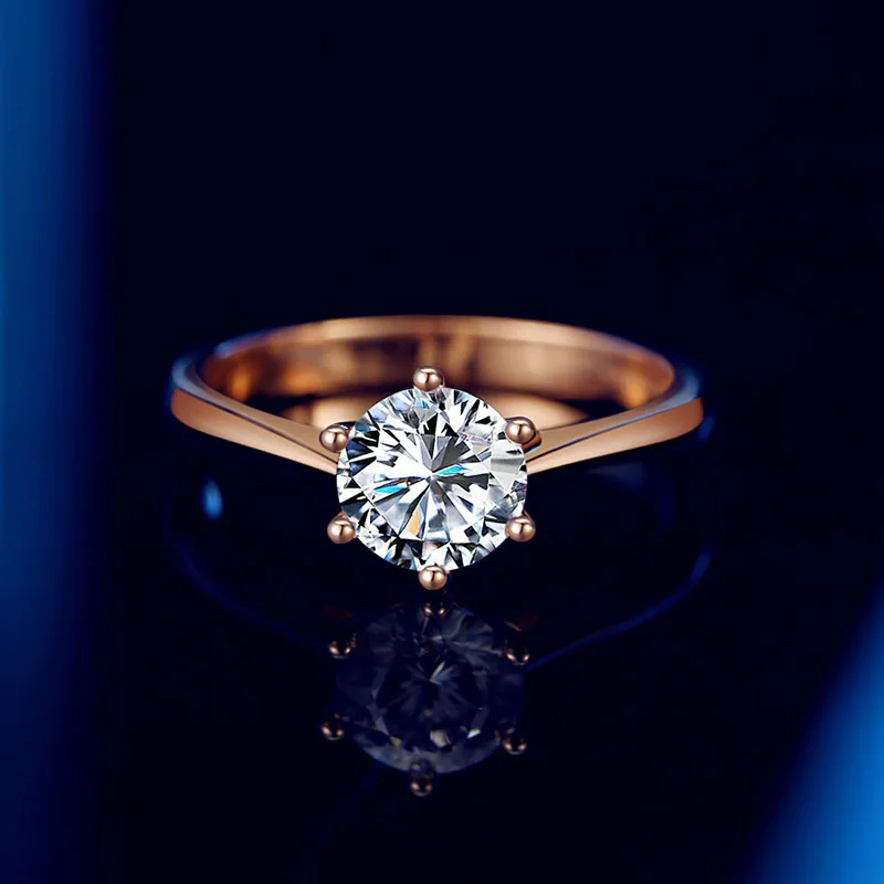 Wholesale moissanite jewelry 0.3/0.5/1ct/2ct/3ct Classic six claw 925 Sterling Silver wedding engagement moissanite diamond ring