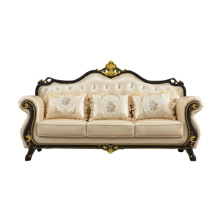 European style genuine leather modern furniture living room sofa