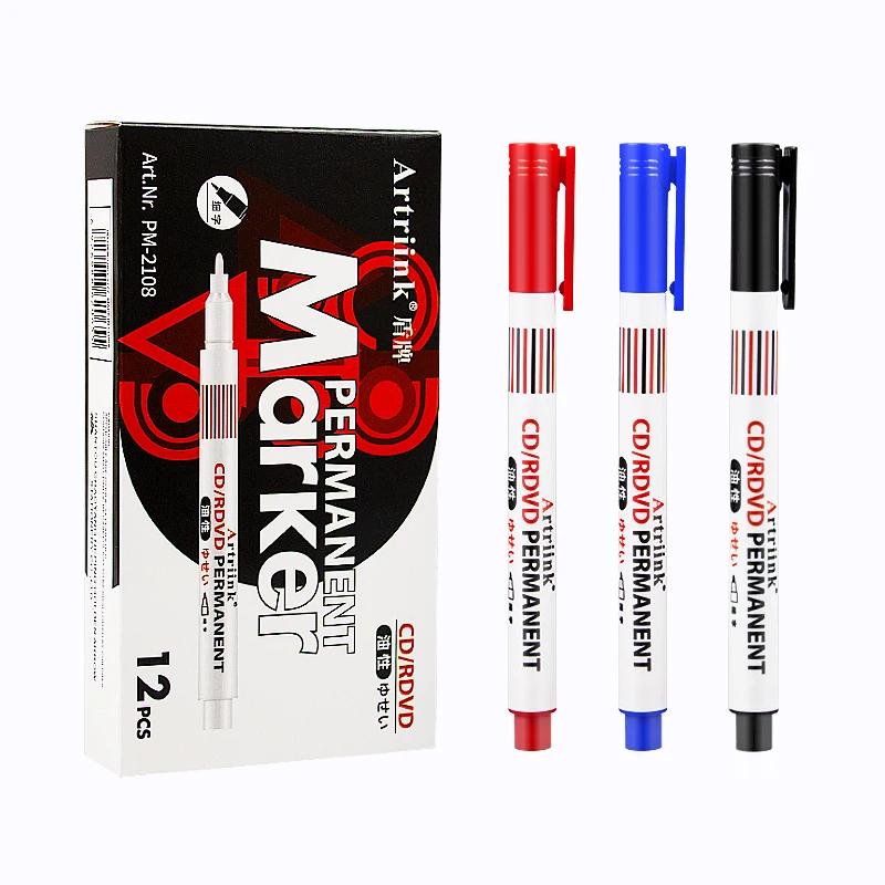 Good Quality PM-2108 Permanent Black Marking Pen Industrial Marker with Customer Logo