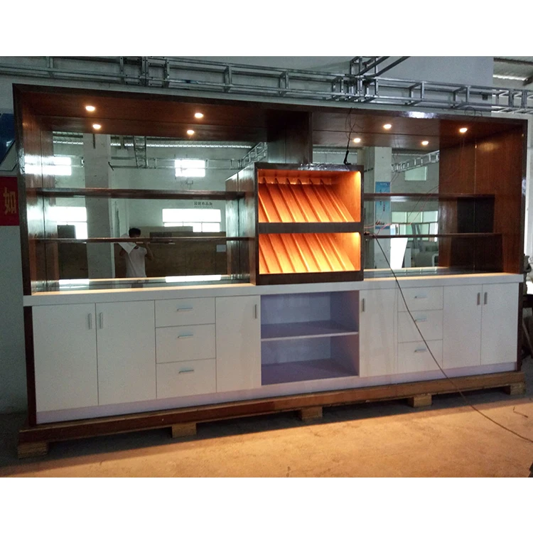 
Top quality CE customized bar table LED bar counter solid surface restaurant bar counter design 