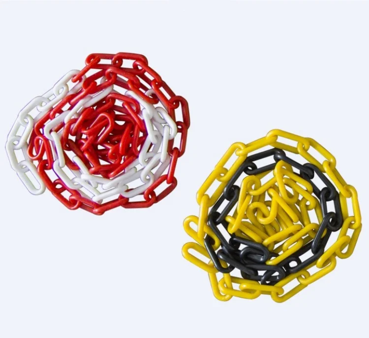 6mm 8mm 10mm Road Warning Plastic Chain Safety Traffic Yellow Black Barrier Link for Cones