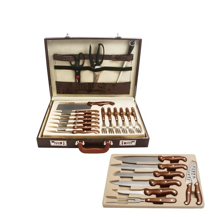 Carrying knives set leather case 25pcs knife set