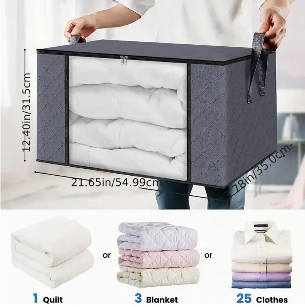 Large capacity foldable fabric storage box foldable blanket storage bag
